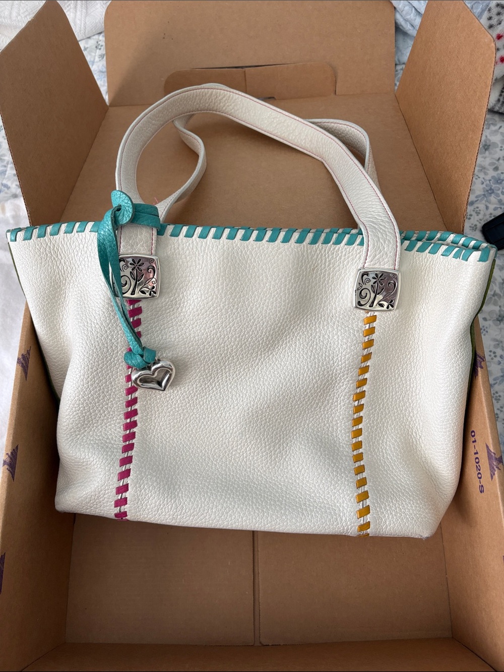 Brighton purse- off white with colorful trim.